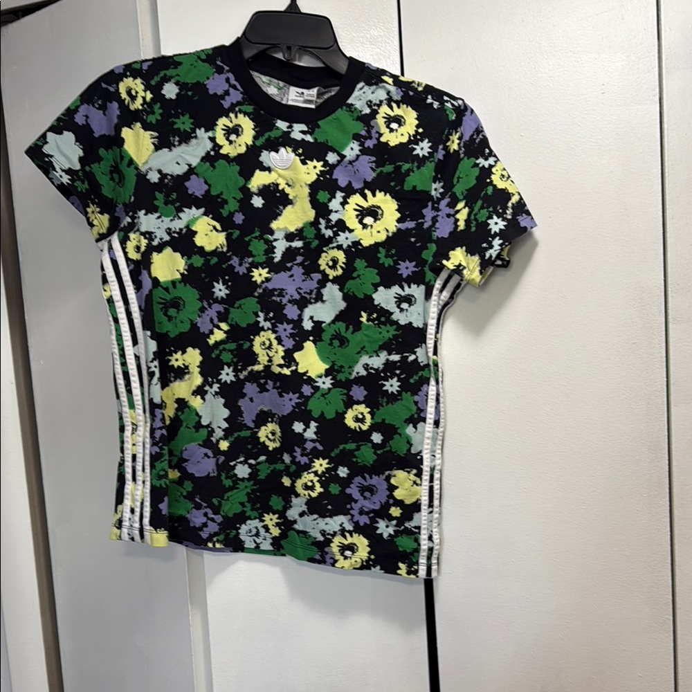 Adidas Green and Black Graphic Tee